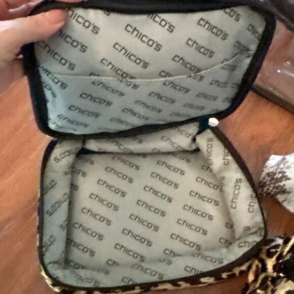 NWT Chicos 5 piece animal print cheetah leopard print make up bag gift set jewel - Picture 6 of 6
